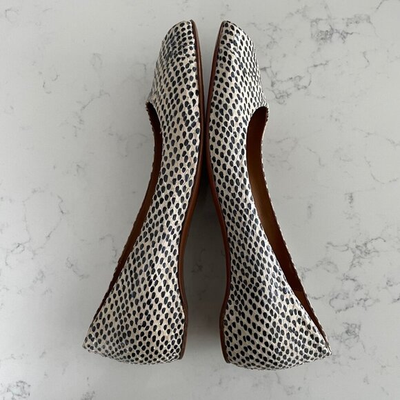 Aquatalia Peek A Boo Toe Slip On Snake Dot Print Leather Shoes Blk & Wht Sz 9 - Picture 6 of 14